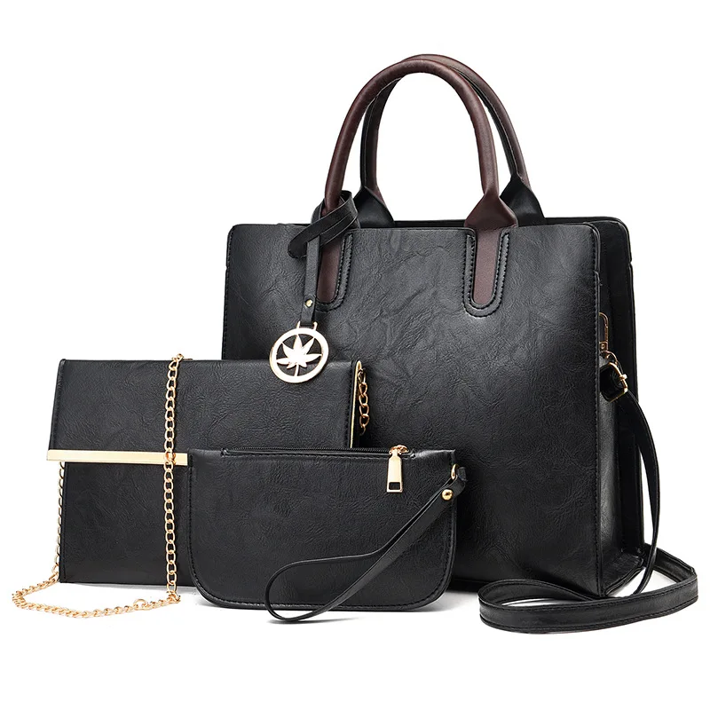 

Luxury Fashion Ladies Bag 2023 New 3-piece Leather Handbag Ladies Quality Shoulder Bag Applique Large-capacity Handbag