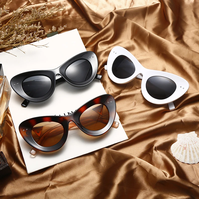 Негабаритные солнцезащитные очки кошачий глаз женские стимпанк Солнцезащитные