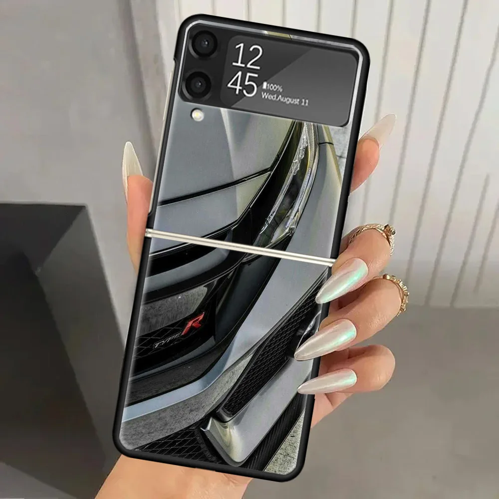 Твердый чехол JDM Type R для телефона из поликарбоната Samsung Galaxy Z Flip 6 5 4 3 черный ZFlip6 Flip5