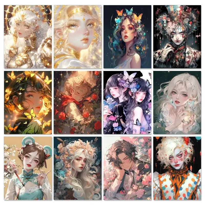 GATYZTORY акриловая краска по номерам Аниме Девушки рисунки рисунок на холсте