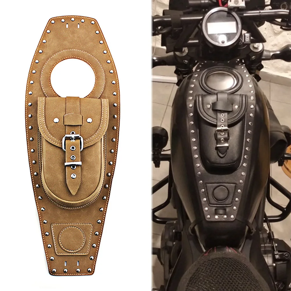 PU Leather Motorcycle Tank Bag Fuel Tank Pad Tank Chap Cover Panel Pad Bib Bra Bag Parts Fit For Harley Sportster 1200 883 New