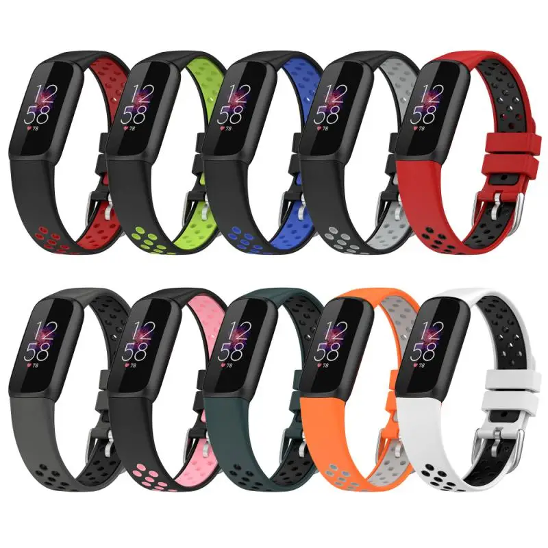 

Silicone Strap Breathable Waterproof Sports Strap Sweatproof Smart Accessories Replacement Watchband For Fitbit Luxe Two-color