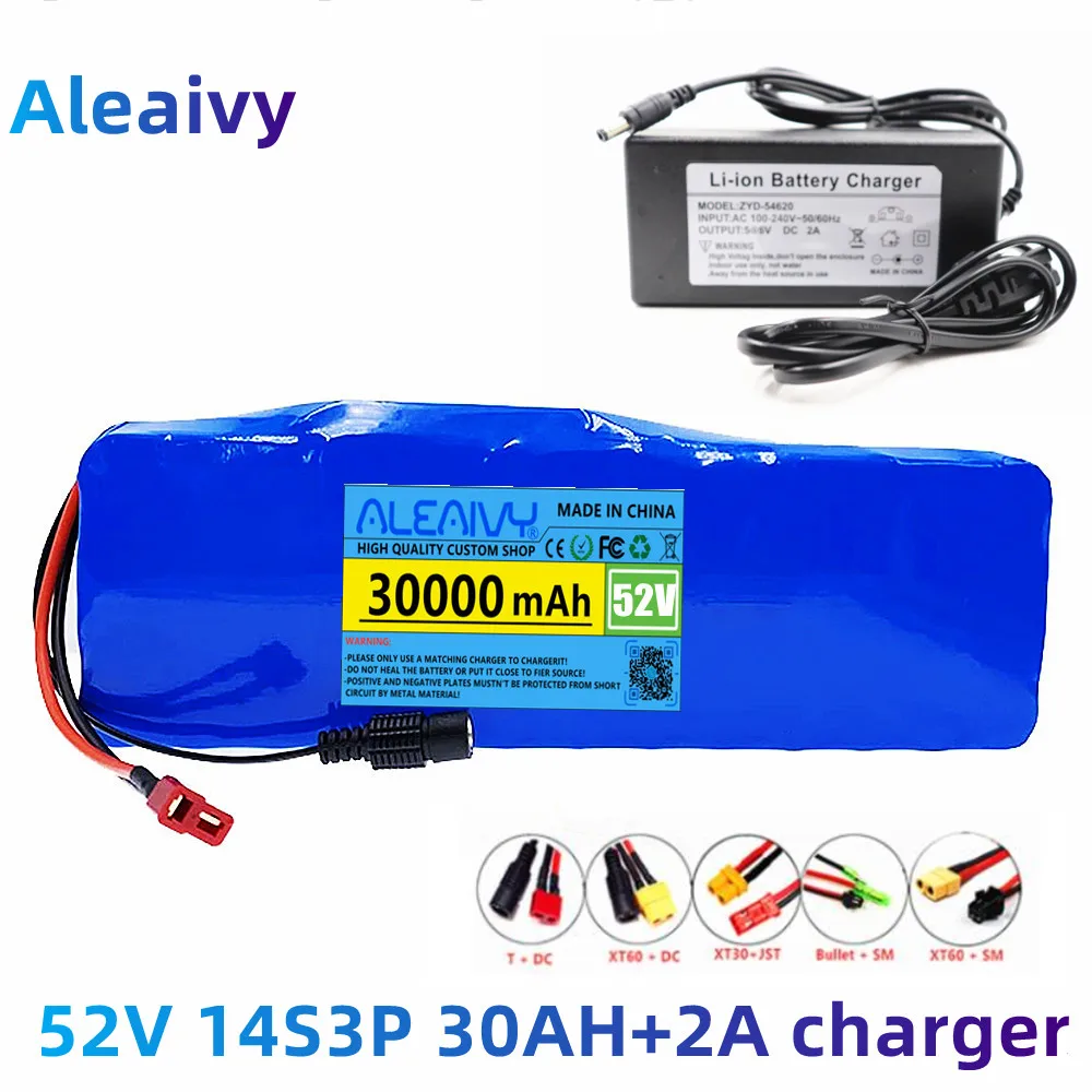 

Aleaivy 52V 14S3P 30Ah 18650 1000W Lithium Battery for Balance Car, Electric Bicycle,electric scooters,Tricycle +Charger