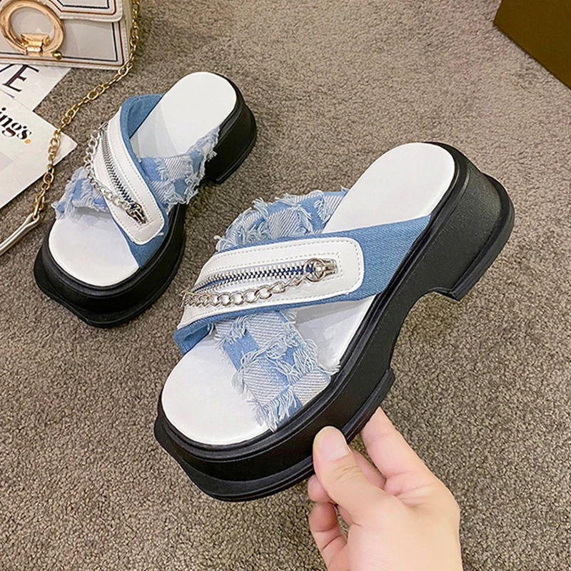 

Женские повседневные шлепанцы на платформе, дизайнерские сандалии на массивной подошве с ремешком на пятке, лето 2023