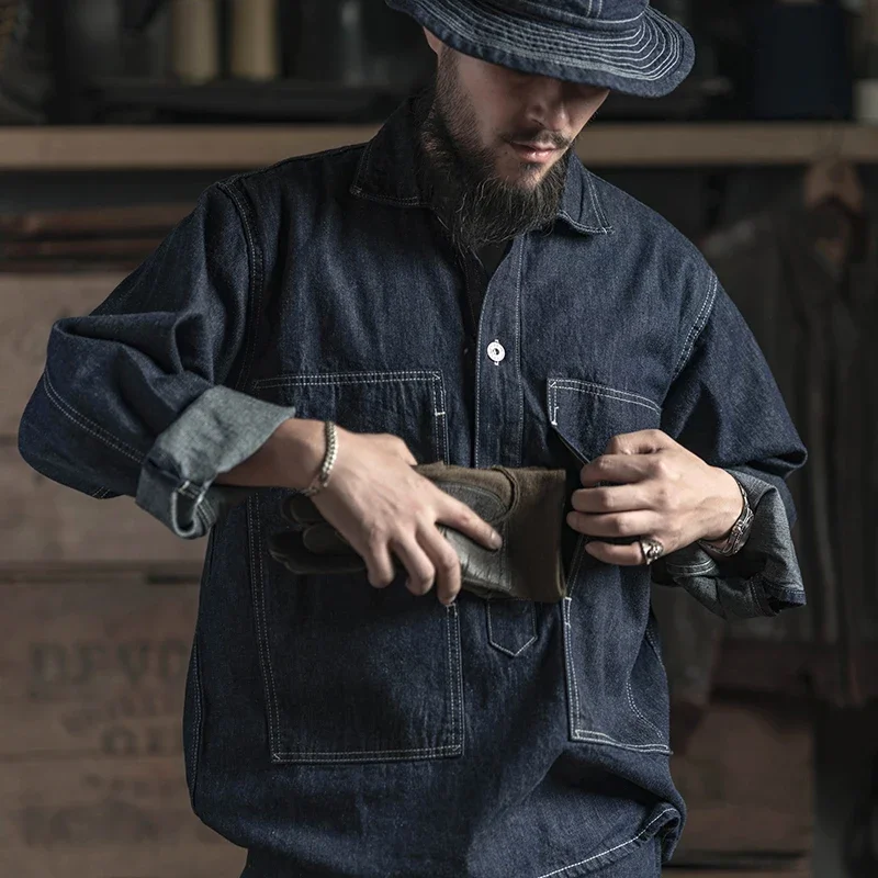 Прочный Бронсон 1935 армия CCC усталость джемпер Мужская джинсовая верхняя рубашка