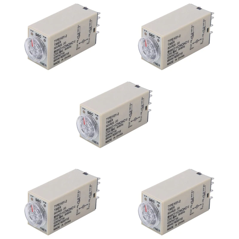 

Реле времени задержки 5X 10S, реле времени H3Y-2 AC 220 В 8 PIN, регулирующая ручка управления, реле времени для бытовых электрических систем