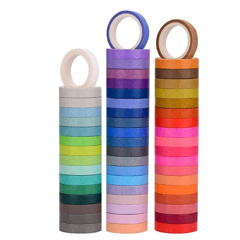 

74 Pcs Washi Masking Tape Set For DIY Decor Scrapbooking Sticker Decoration, 60 Pcs 8Mm X 4M & 14 Pcs 15Mm X 10M