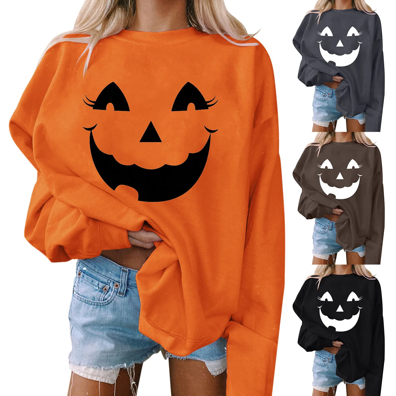 

Женская модная повседневная свободная толстовка с круглым вырезом и принтом, облегающий пуловер с круглым вырезом, топы, длинная куртка на ...