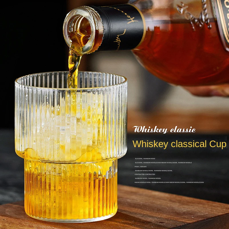 

200ml/300ml Glass Cup Coffee Cup Ribbed Glass Cocktail Glasses Nordic Style Vertical Grain Phnom Penh Glass Water Cup Juice Cup
