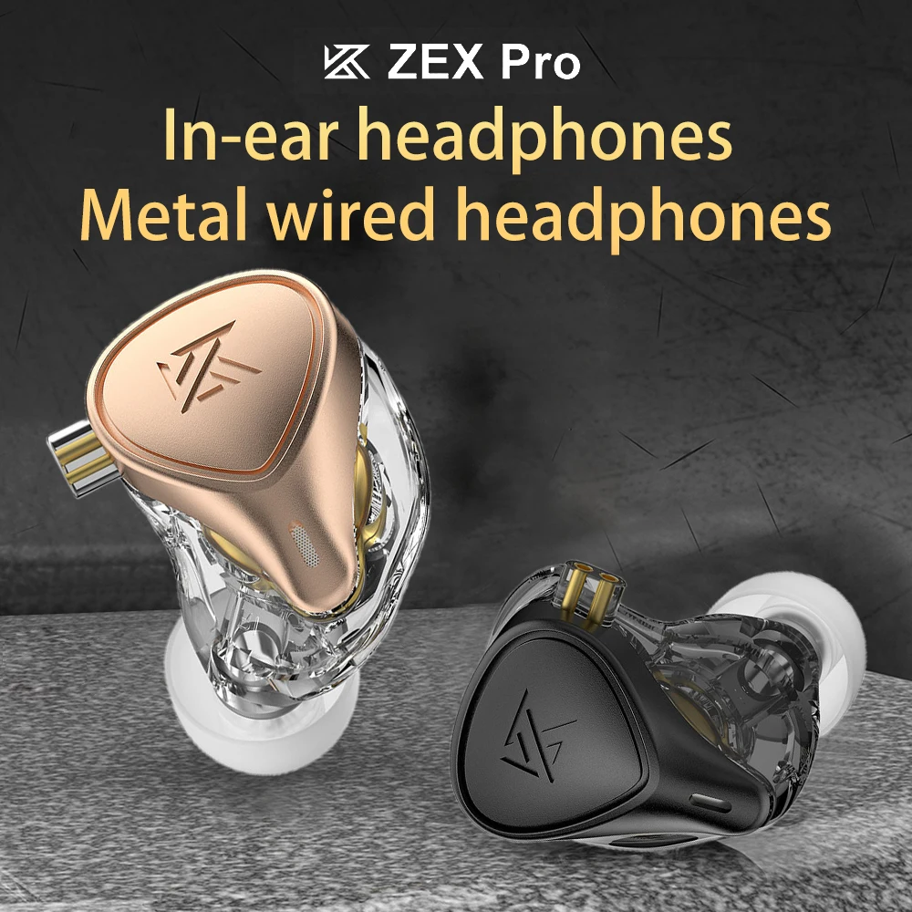 

KZ ZEX PRO HIFI In Ear Headset Electrostatic+Dynamic+Balanced Earphone Sport Noise Cancelling Game Earbuds Rose Gold with Mic
