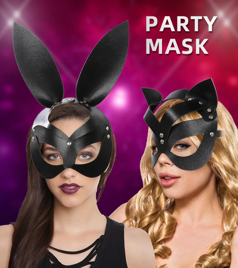 

2 Packs Halloween Mystery Angel Easter Club Bar Rabbit Ball Half Face Bunny Mask Perform Rabbit Ears Funny Gifts for Boys Girls