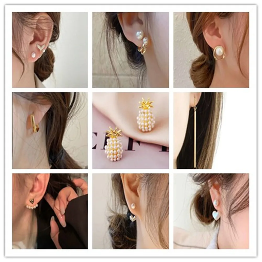 

Fashion Pearl Crystal Stud Earrings Mermaid Tail Earrings Drop Dangle Ear Stud