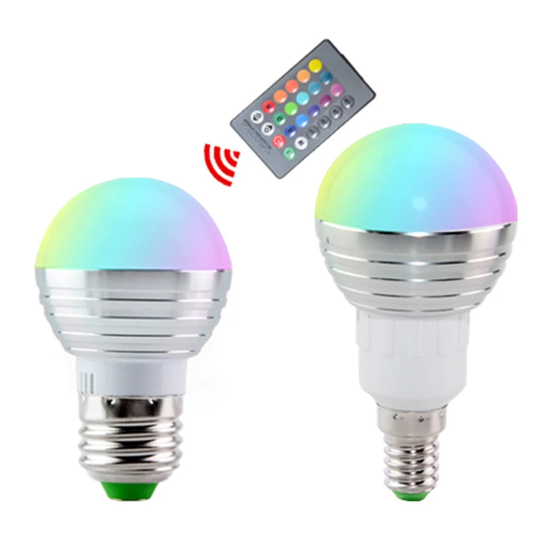 

LED E27 E14 LED Light RGB Bulb 16 Colors 3W Spotlight Dimmable Plus Infrared Remote Control Lampada Table Lamp
