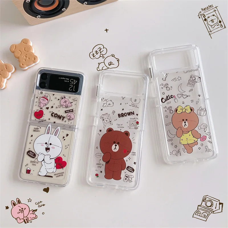 

Cartoon Cute Art Sketch Animals Phone Case for Samsung Galaxy Z Flip 3 5G Hard PC Back Cover for ZFlip3 Case Protective Shell