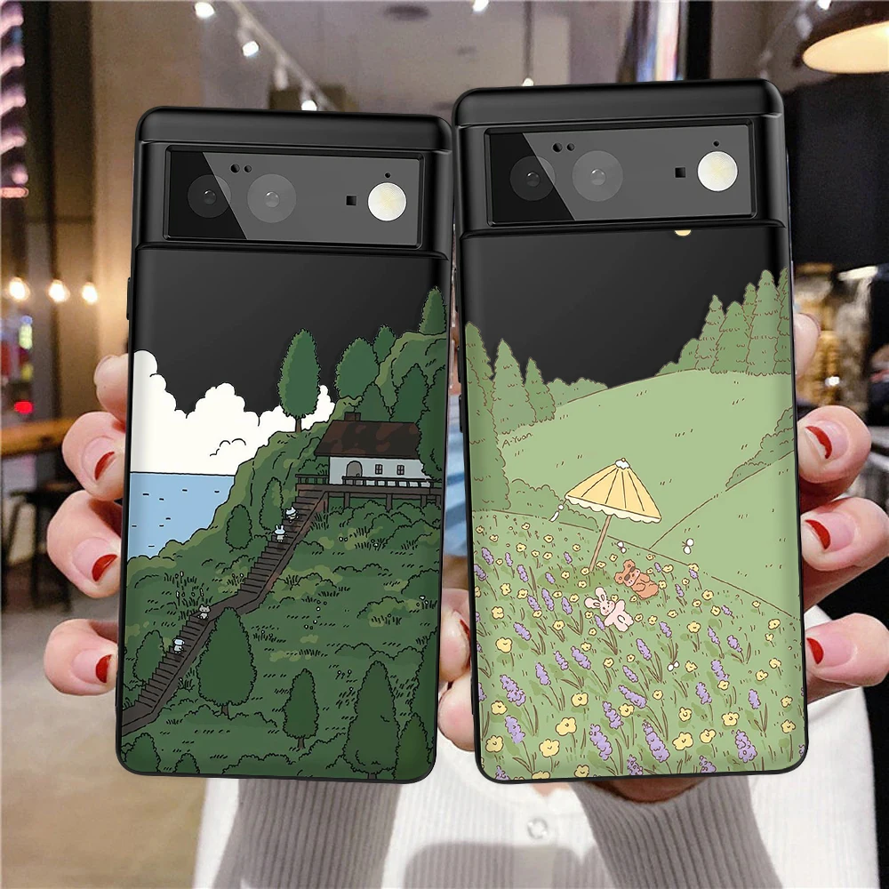 Планшетофон для Google Pixel 7a 7Pro Iandscape, телефонные чехлы для Pixel 7 6a 6 6Pro 5 5a Φ 4XL 4 3XL 3 3a XL 4a, мягкий чехол из ТПУ