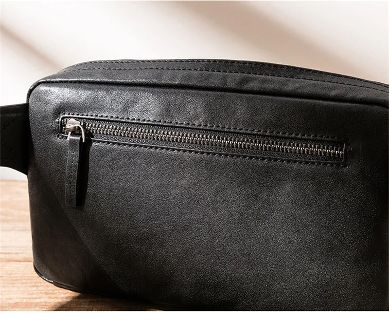 Vintage fashion luxury handmade designer first layer cowhide men's chest bag daily outdoor sports genuien leather messenger bag