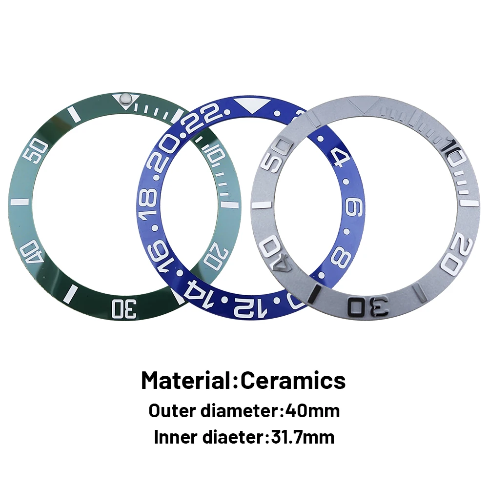 40mm Ceramic Bezel Fit GMT/SUB/Seamaster Watch Inserts Suitable for Men's Watch Watch Accessories Inner Diameter 31.7mm Adhesive