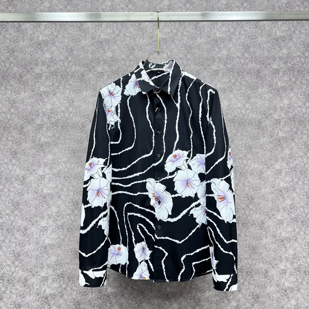 

Spring Autumn Europe Style Men's Floral Print High Quality Casual Shirt C335