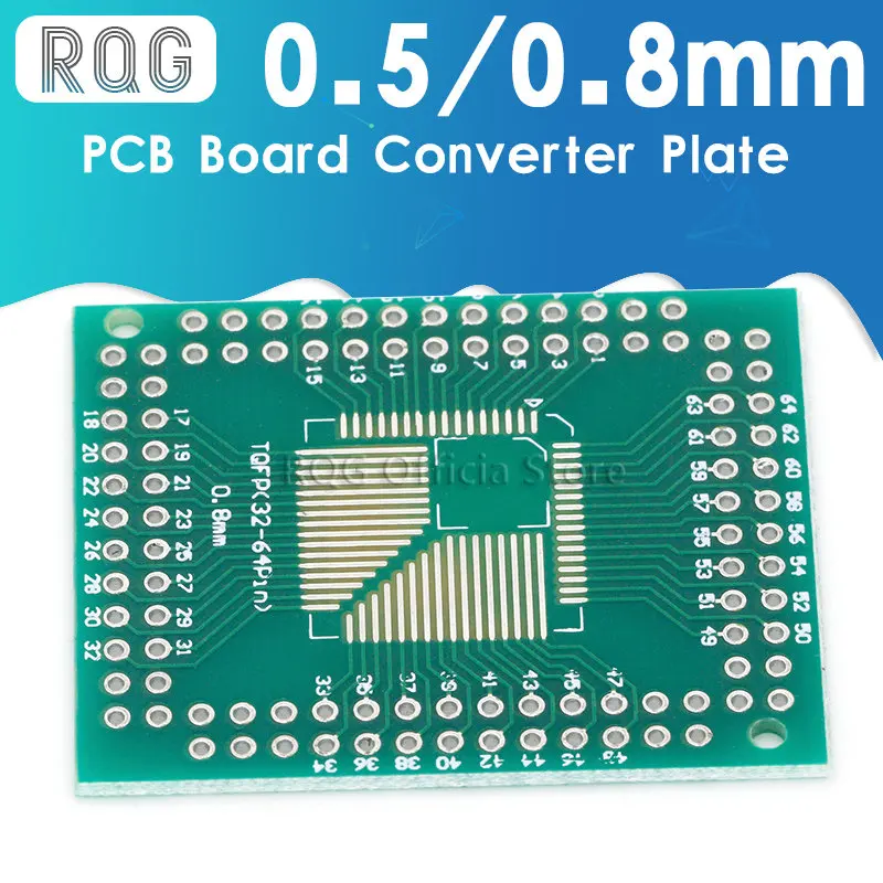 

5 шт. Fqfp tqfp 32 44 64 80 100 lqfp smd клавиатуры адаптер PCB плата преобразователь пластина 0,5/0,8 мм