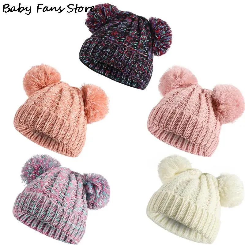 

Autumn Winter Wool Beanies Caps Children Kids Skateboard Skiing Knit Hat Keep Warm Casquette Pompom Plush Bonnet Hats Headwear