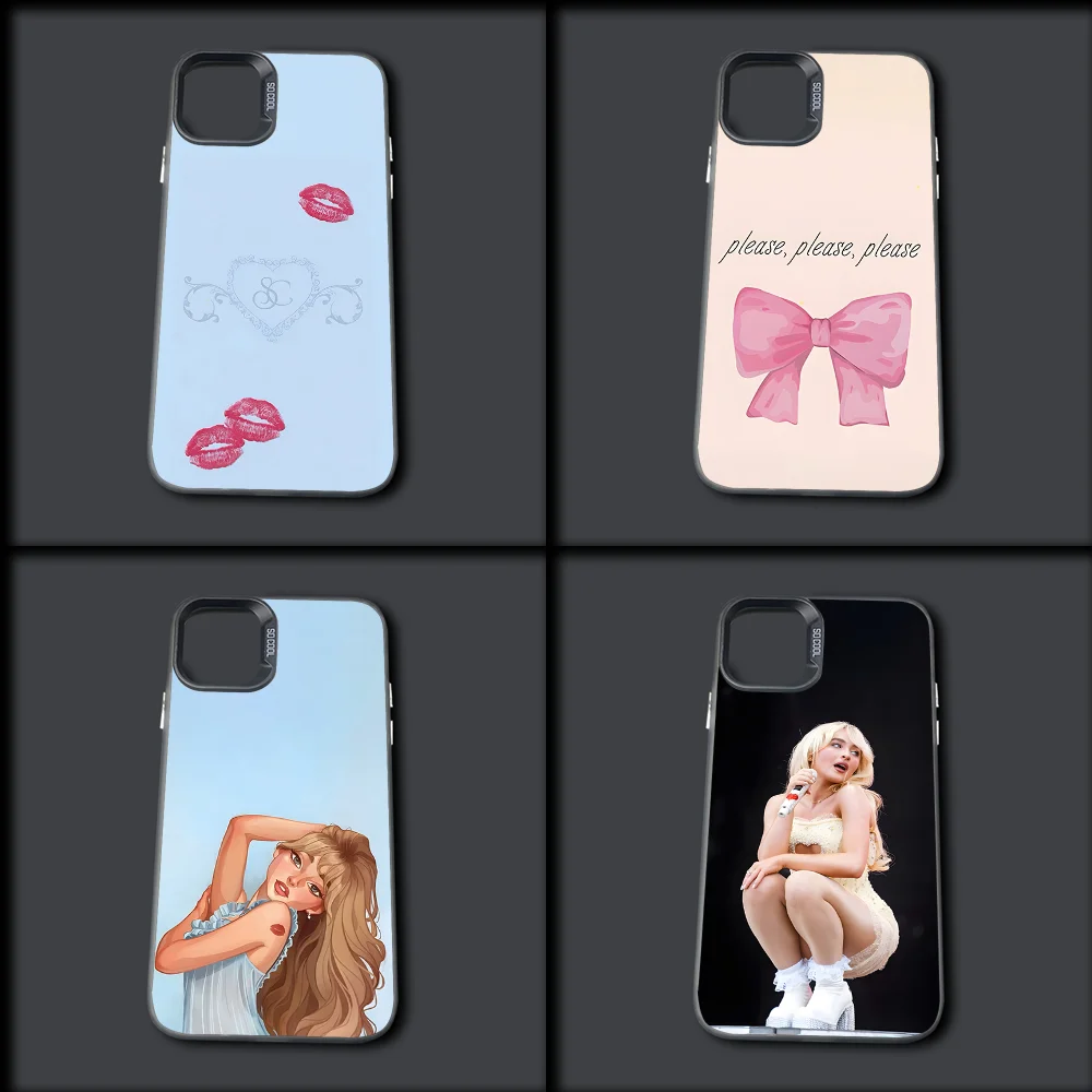 Singer S-Sabrina C-Carpenter Phone Case For iPhone 16 15 14 13 12 11 Mini Pro MAX Gray Drop Matte Shockproof Soft Cover