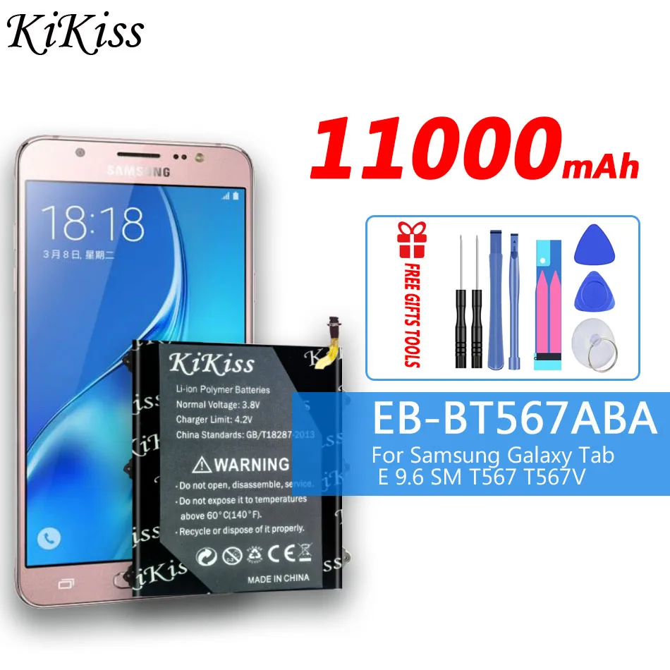 

11000mAh kikiss Battery Tablet Battery EB-BT567ABA For Samsung Galaxy Tab SM-T560NU T567v 9.6" Replacement Battery
