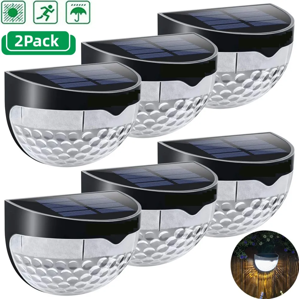 2/4/6/8/12pcs 6LED Solar Stair Light Waterproof Wall Lamps Balcony Courtyard Step Night Light for Outdoor Garden Borders Terrace