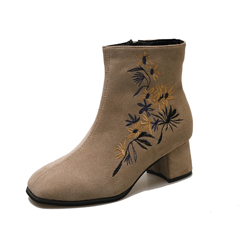 Женские замшевые ботильоны с случайным принтом элегантные модные зимние туфли