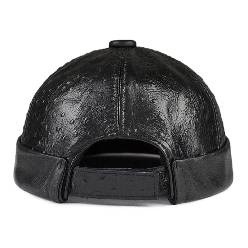 

2022 New Chinese-Style Round Real Leather Hat Unisex Snapback Couple Caps Flanging Solid Color Fashion Men Women Dot Hat