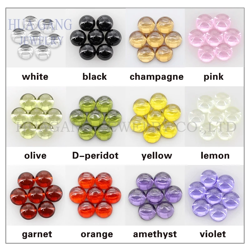 

Sale Zircon CZ 3~14mm 5A Multicolor Round Shape Flat Base Bottom Cabochon Loose Synthetic Cubic Zirconia Stone Gems For Jewelry