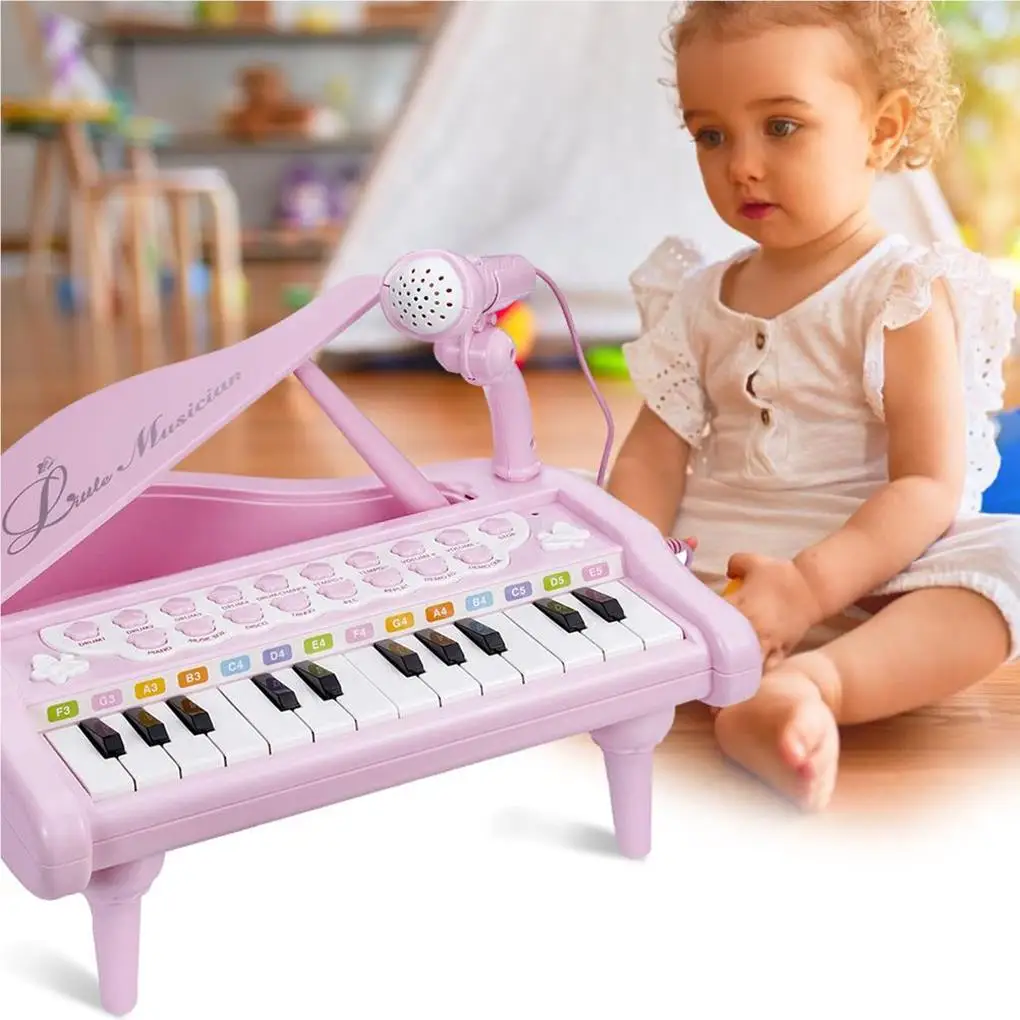 

Mini Piano Kids Children Musical Toy Pianos Keyboard Electronic Organ Playing Toy Set Pink Black Educational Gift