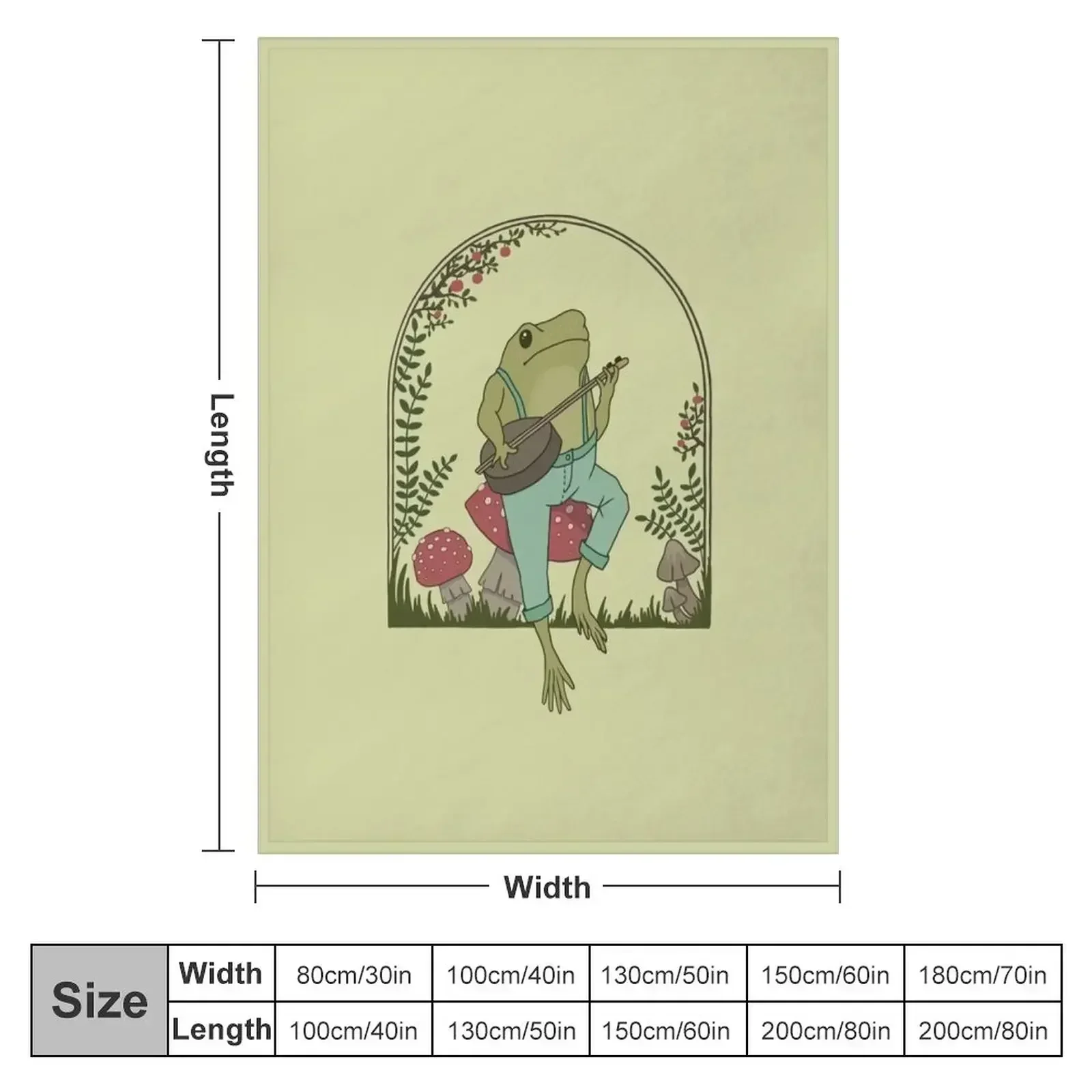 Cottagecore Aesthetic Frog Playing Banjo on Mushroom Cute Vintage - Фермерская жаба Goblincore в саду Темное одеяло