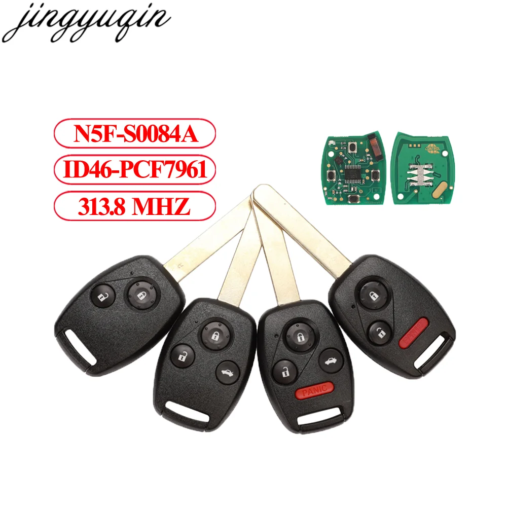 

Jingyuqin 5pcs N5F-S0084A 313.8MHZ ID46-PCF7961 For Honda Accord Civic Stream 2006-2011 2/3/4 Buttons Remote Car Key Alarm Fob