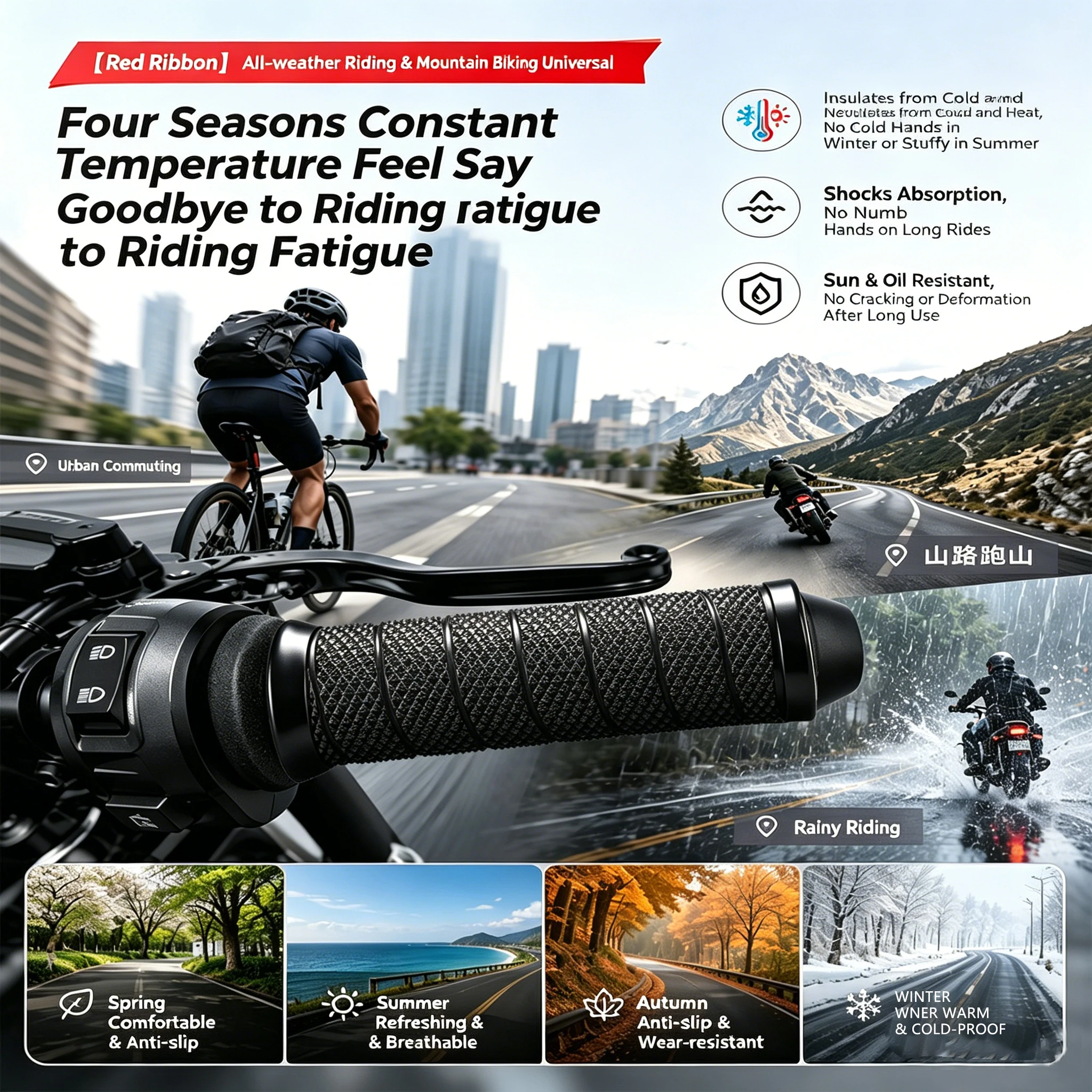 Фото Suitable for the Wuxi SR450X riding motorcycle, these gloves feature strong anti-slip grips, high elasticity to prevent slipping, shock absorption, and protection against cold and heat. №3