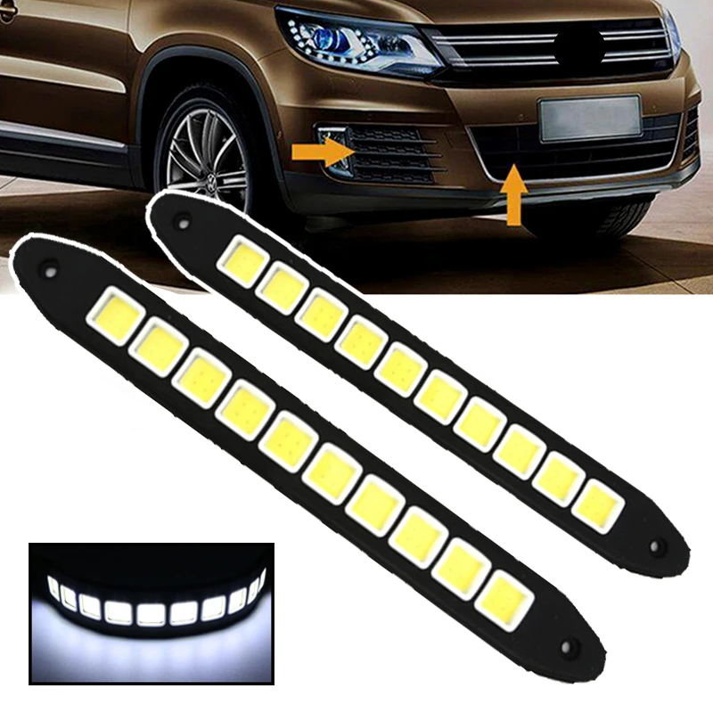 

Универсальные Автомобильные дневные ходовые огни COB, Сгибаемая автомобильная лампа для безопасного вождения, мягкая силиконовая самоклеящ...