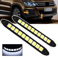 universal car cob daytime running lights bendable auto safe driving bulb soft silicone self adhesive single lamp car accessories