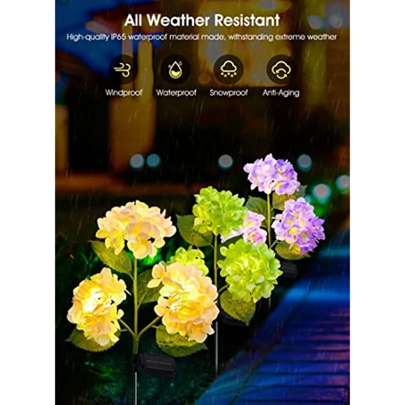 LED Outdoor solar lights garden lantern with larger and more realistic hydrangea waterproof garden lawn channel decoration