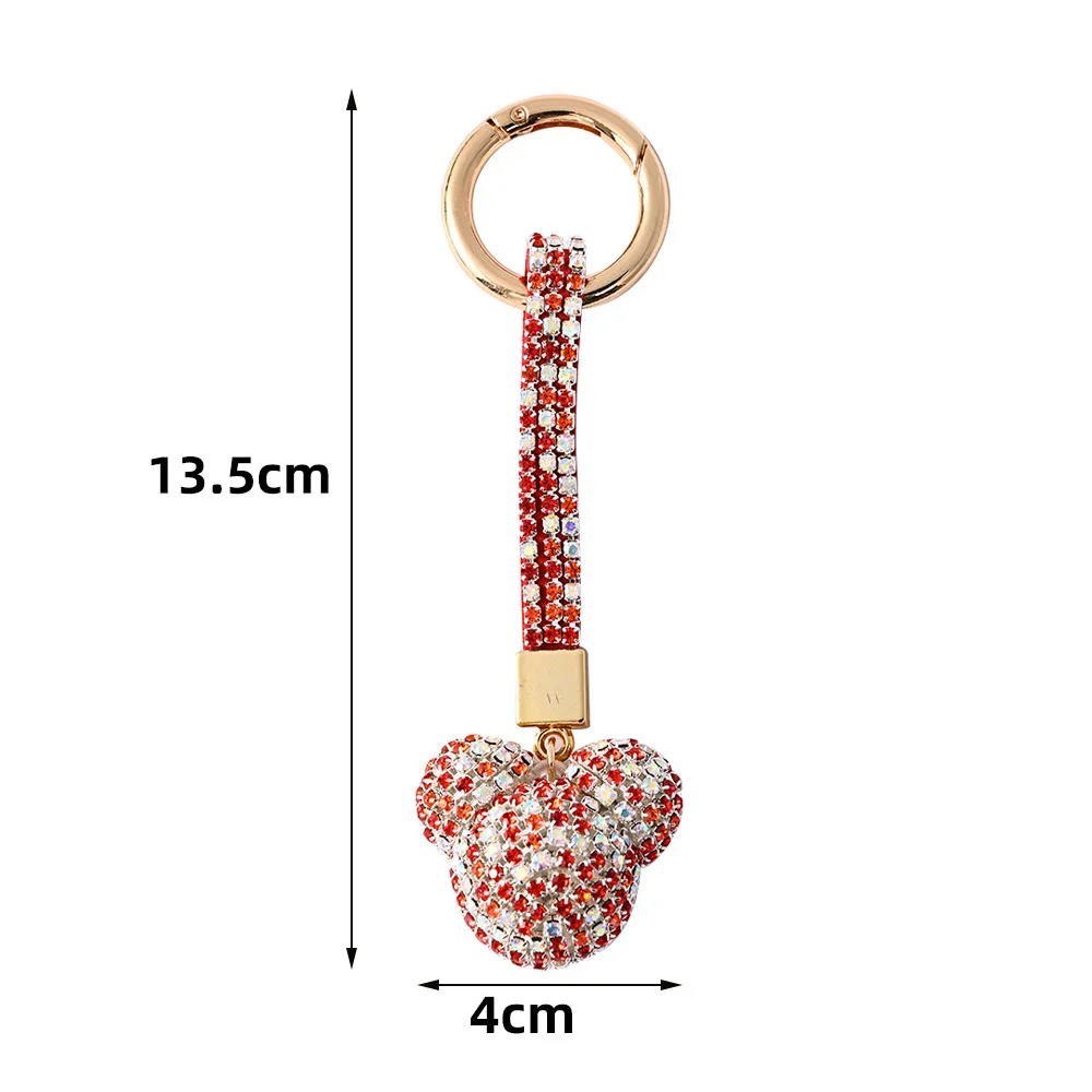 Zircon Key Chain Pendant Tassel Mickey Bear Heart Animal Horse Ball Car Bag Korean Luxury Rhinestone Accessories Fashion Jewelry images - 6