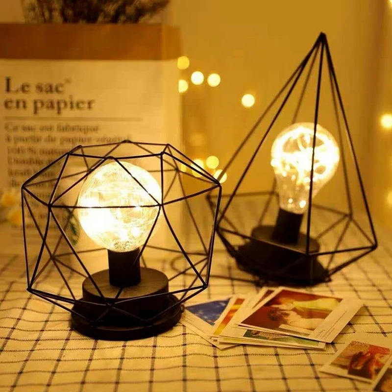 Простая Скандинавская настольная лампа из медной проволоки в виде сердца для