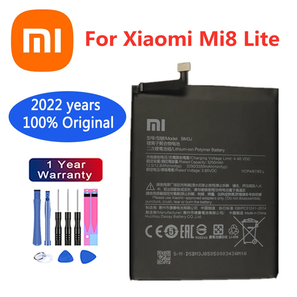 Оригинальный аккумулятор Xiao mi 100% BM3J 3350 мАч для Xiaomi 8 Mi 8 Lite Mi8 Lite высококачественные сменные батареи для телефона + Инструменты