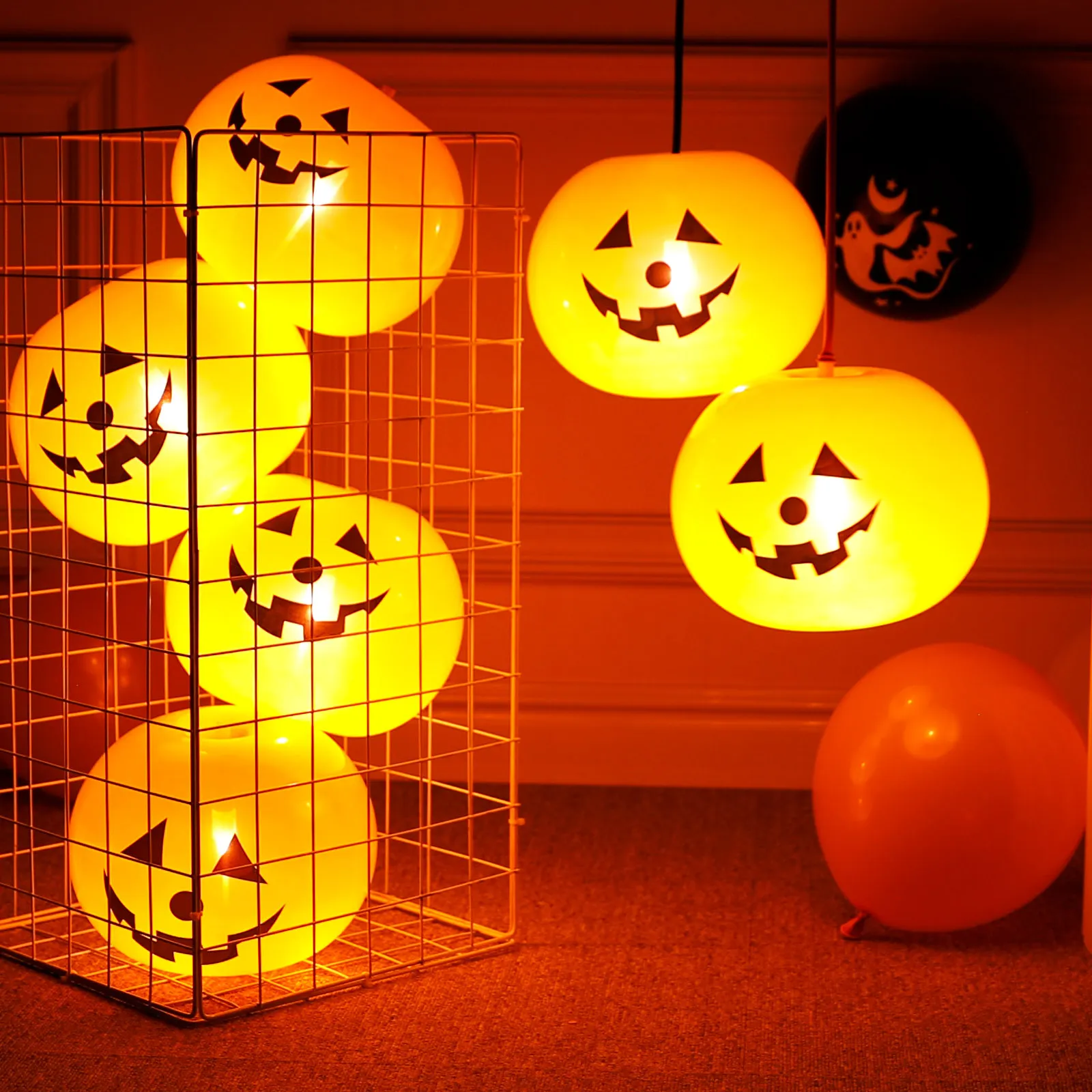 

5Pcs Led Light Up Balloon Glowing Pumpkin Light Latex Balloons Decor Haunted Horror Home Outdoor Props Supplies Party Decoration