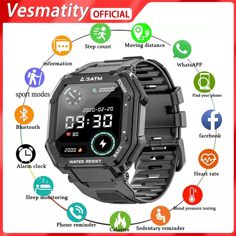 

For Apple Huawei Xiaomi Smart Watch 1.7 Inch Fitness Tracker Smart Watch Waterproof Sports Men Swimming Diving Heart Rate