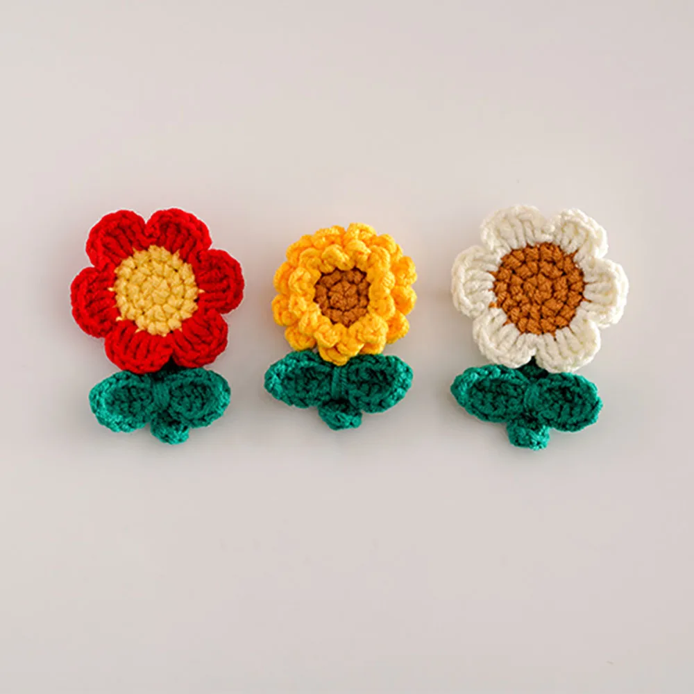 

ZHEN-D 100% Handmade Crochet Sunflowers Hand-knitted Cotton Cute Brooch Natural Style Clothes Sweater Hat Canvas bag Decoration