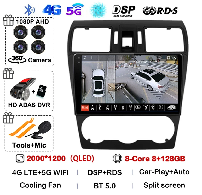 Автомагнитола Carplay для Subaru Forester 4 SJ XV WRX 2012 2013 2014 2015 2016-2018, мультимедийный автомобильный радиоплеер с Wi-Fi и стереозвуком 4G, Android 14