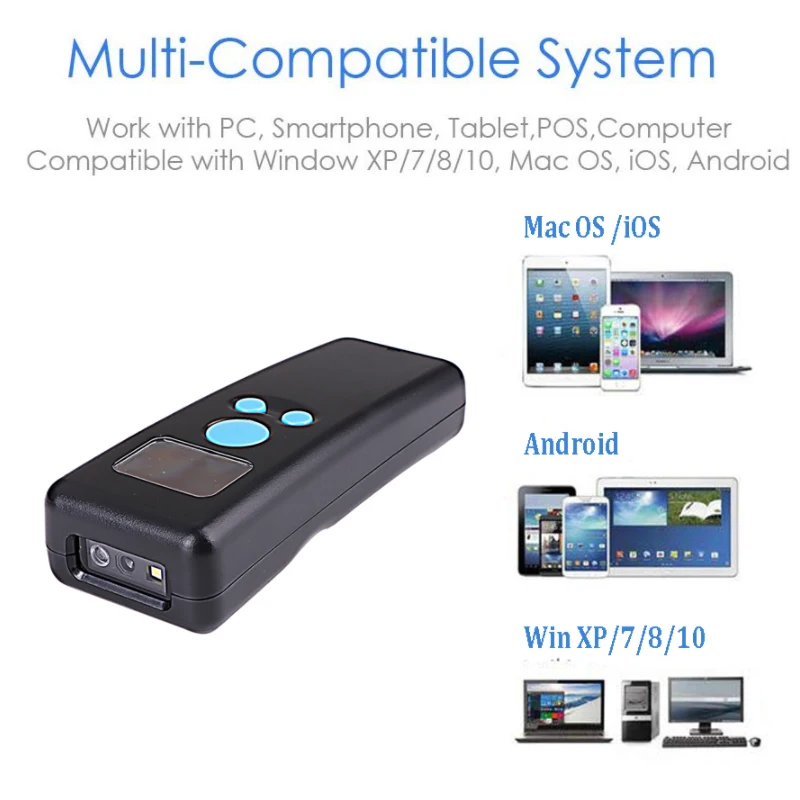 

Bluetooth 2.4Ghz Wireless 1D Laser Barcode Scanner 3-in-1 Pocket Bar code Reader with display Scanner for IOS Android SIMSCAN