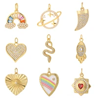 heart star moon diy pendant charms jewelry making supplies charms animals geometric cute charm gold color cubic zircon designer
