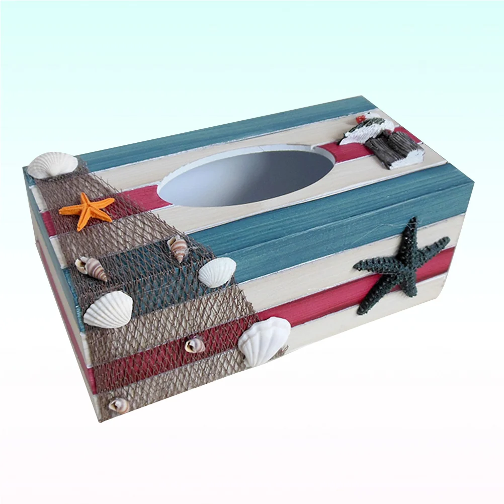 

Mediterranean Style Wooden Tissue Paper Holder Box Holder Shell Vintage Rectangular Tissue Box Holder Napkin Holder Organizer