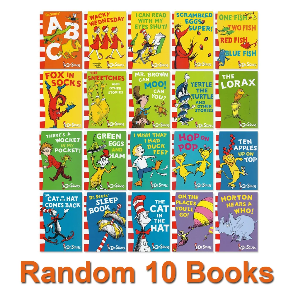 Random 10 Books  Dr. Seuss Series Interesting Story Picture Book Kids English Bedtime Reading Children Learning Toys