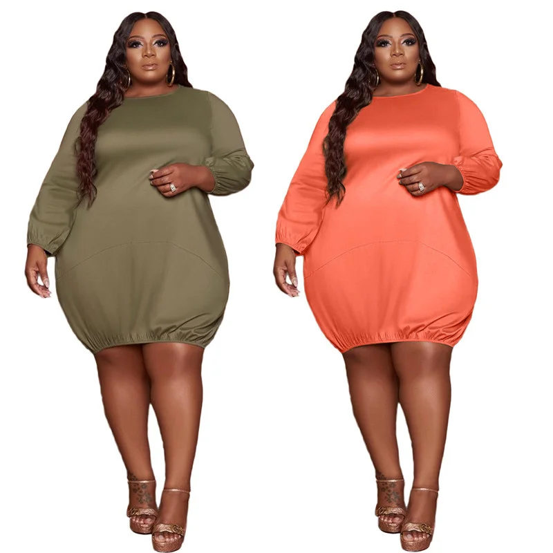 Plus Size New Style Dresses for Women 5xl Party Dress Solid Soft Fabric Stretch Midi Dress Fall Clothes Whole 3xl 4xl 5xl 6xl