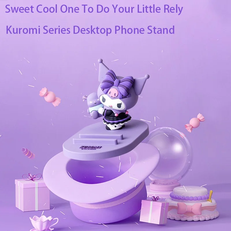 

Новый силиконовый держатель для телефона Sanrio Kuromi, настольный держатель для телефона серии день рождения, украшения, симпатичный мультяшный...